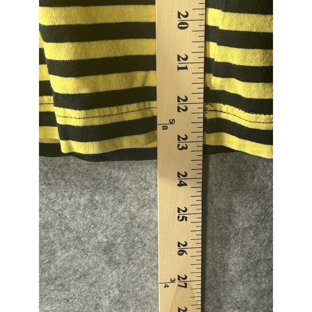 Vintage 1980s Esprit De Corp T Shirt Yellow Black Striped Pocket Tee Boxy Fit - Picture 5 of 6